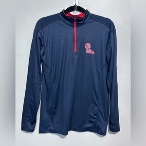 Colosseum Ole Miss Rebels 1/4 Zip Sweatshirt Mens Small Navy Red